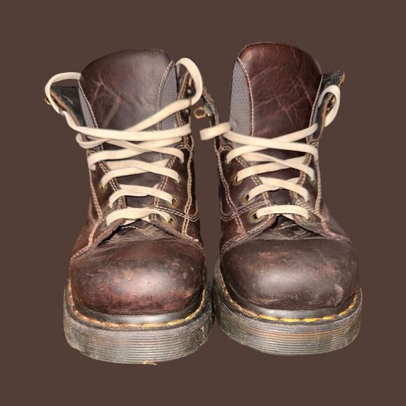 Dr. Martens 8A08 Y2K No Slip Air Wair Brown Leather Work Boots Size 10 - Picture 9 of 10